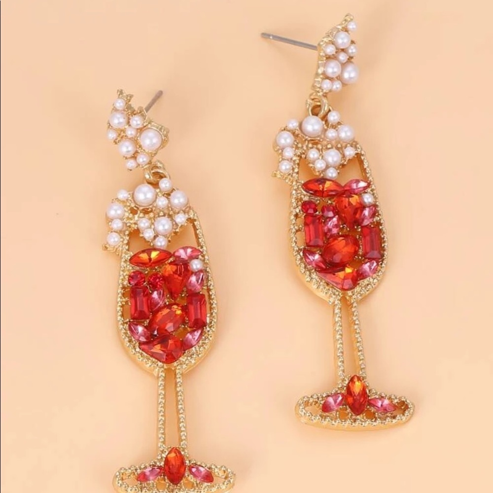 Festive Rhinestone Pearl Earrings